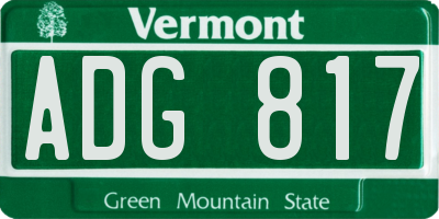 VT license plate ADG817