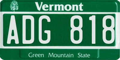 VT license plate ADG818
