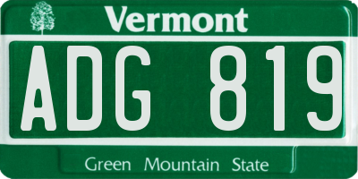 VT license plate ADG819