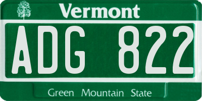 VT license plate ADG822