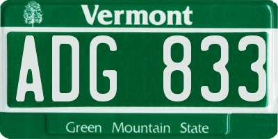 VT license plate ADG833