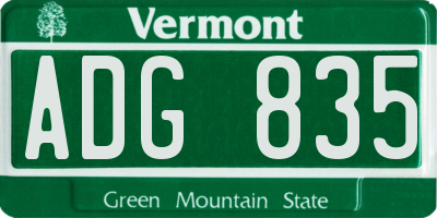 VT license plate ADG835
