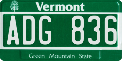 VT license plate ADG836