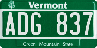 VT license plate ADG837