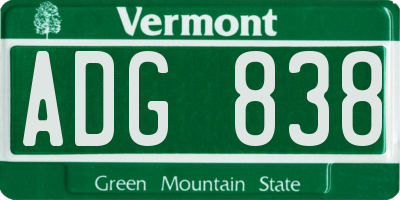 VT license plate ADG838