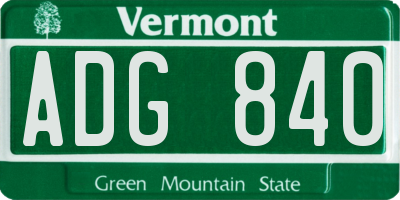 VT license plate ADG840