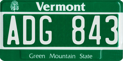 VT license plate ADG843