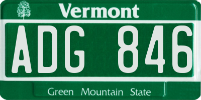 VT license plate ADG846
