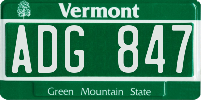 VT license plate ADG847