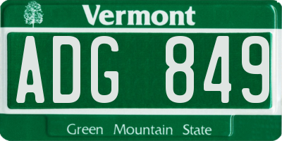 VT license plate ADG849