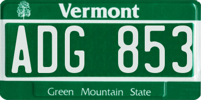 VT license plate ADG853