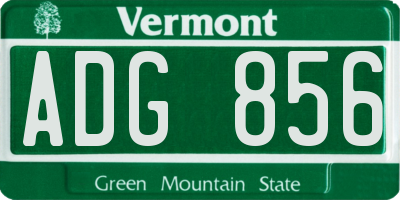 VT license plate ADG856