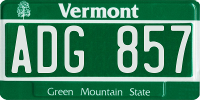VT license plate ADG857