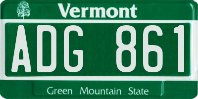 VT license plate ADG861