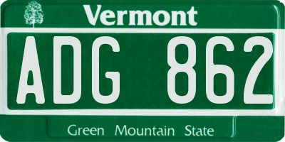 VT license plate ADG862