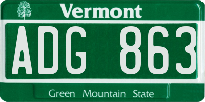 VT license plate ADG863