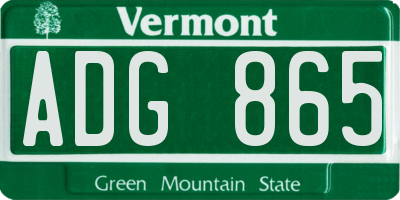 VT license plate ADG865