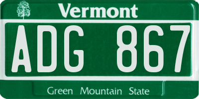 VT license plate ADG867