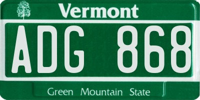 VT license plate ADG868