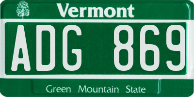 VT license plate ADG869