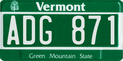 VT license plate ADG871