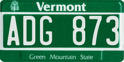 VT license plate ADG873