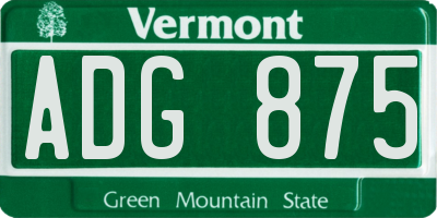 VT license plate ADG875