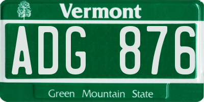 VT license plate ADG876