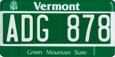 VT license plate ADG878
