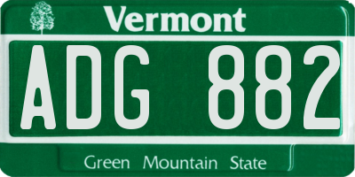 VT license plate ADG882