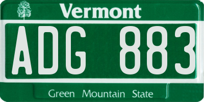 VT license plate ADG883