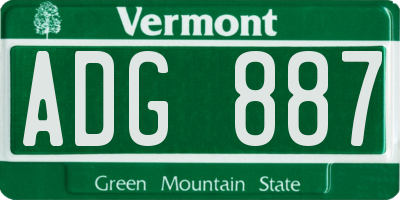 VT license plate ADG887