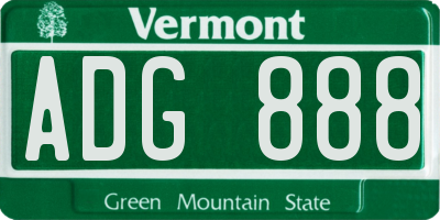 VT license plate ADG888