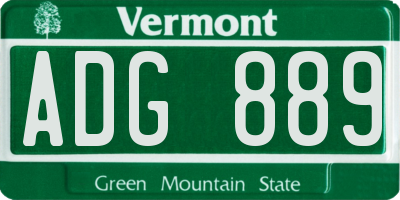 VT license plate ADG889