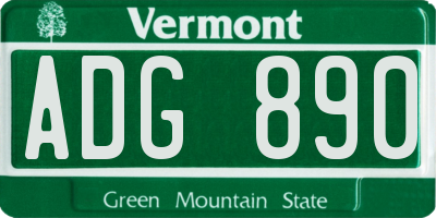 VT license plate ADG890