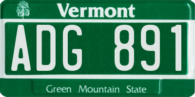 VT license plate ADG891