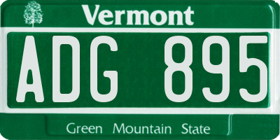 VT license plate ADG895