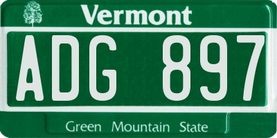 VT license plate ADG897