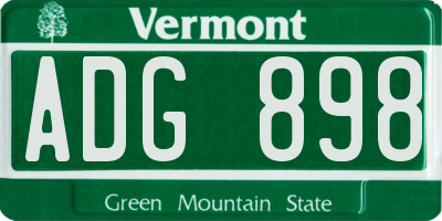VT license plate ADG898