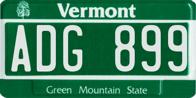 VT license plate ADG899