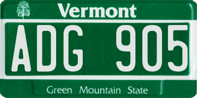 VT license plate ADG905