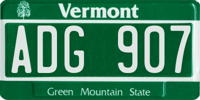 VT license plate ADG907