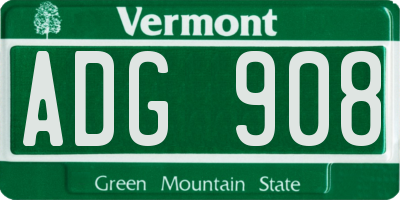 VT license plate ADG908
