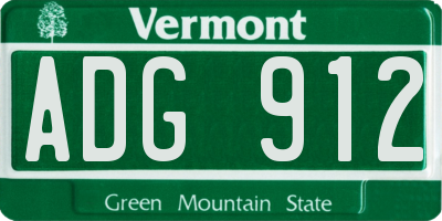 VT license plate ADG912