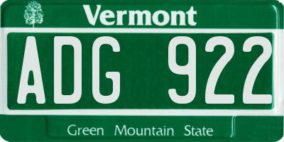 VT license plate ADG922