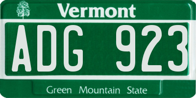 VT license plate ADG923