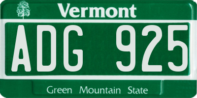 VT license plate ADG925