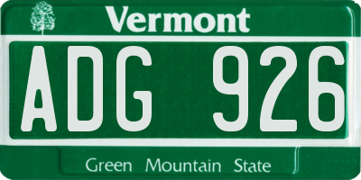 VT license plate ADG926