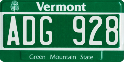 VT license plate ADG928