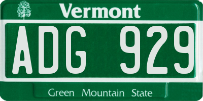 VT license plate ADG929